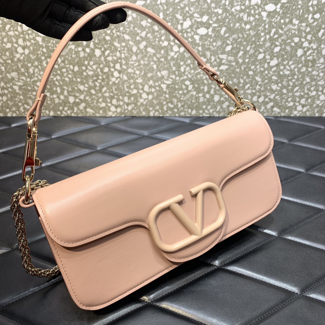 Valentino Garavani Loco Shoulder Bag in Nude Pink Calfskin Leather